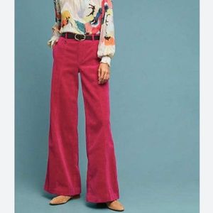 Anthro Ett Twa Pink Corduroy High Waist Flare Pant